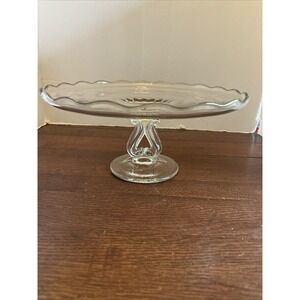 Viking Martinsville Princess Clear Heart Stem Pedestal Cake Plate 11"